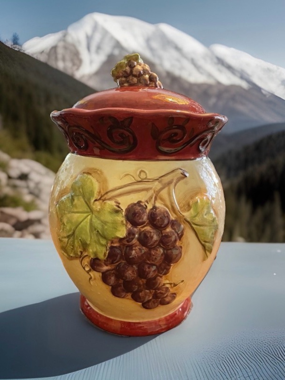 Vintage Certified International Kate M. Rastie Grapevine Canister 10”